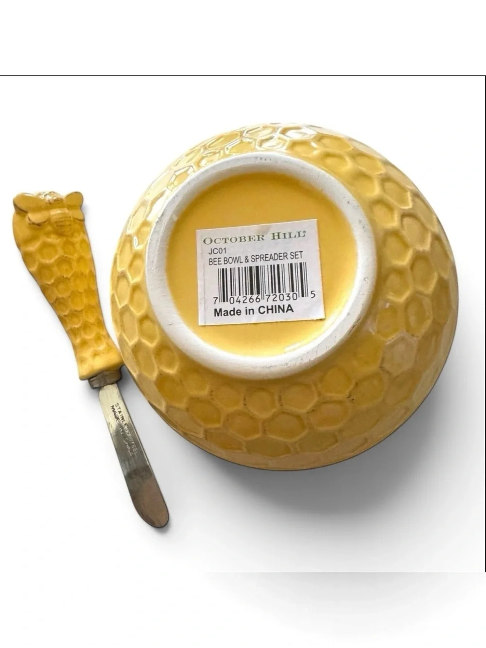Bee Bowl Yellow Honeycomb With Spreader October Hill Farmhouse Honey Charcuterie